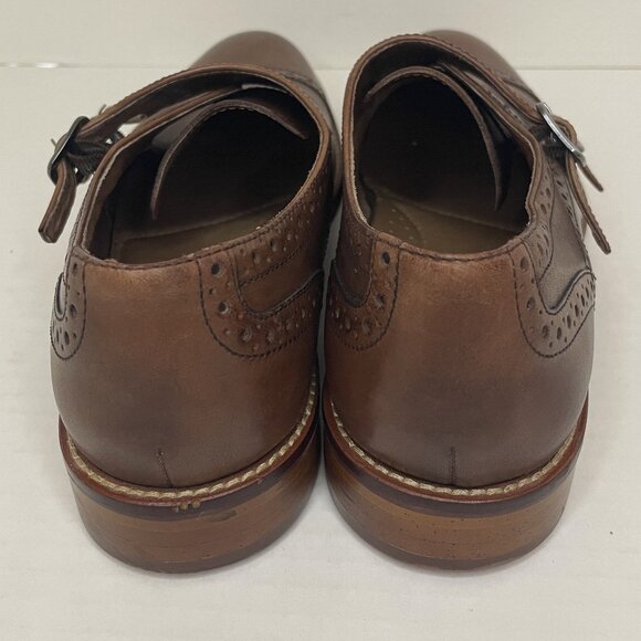 Johnston & Murphy Dress Shoes Men 9.5 M Brown Leather Double Monk Strap Cap Toe - Picture 4 of 15